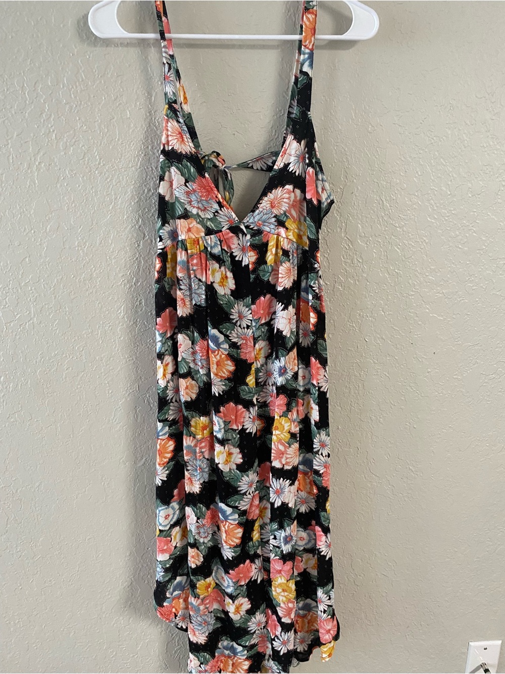 O'Neill Black Floral Maxi Dress with Pink, Yellow & White Blooms